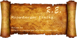 Rozenberger Etelka névjegykártya